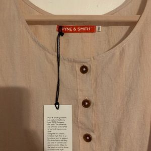 Pyne & Smith Model No. 11 dress in shell pink stripe linen XXL